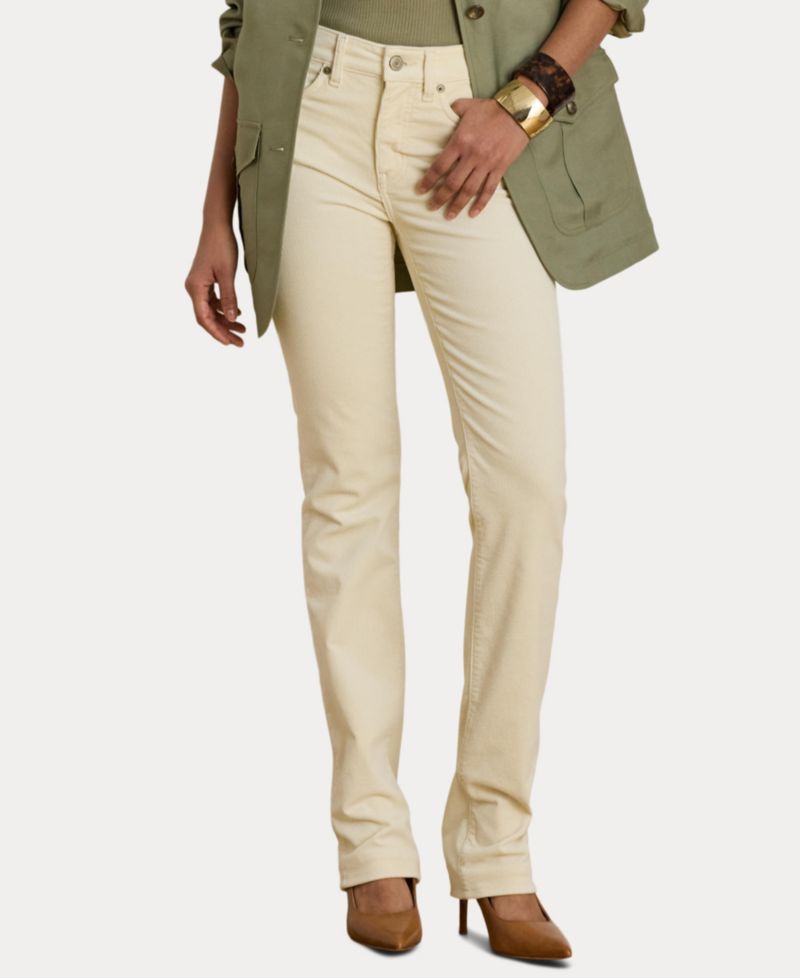 Women's Mid-Rise Slim-Straight Corduroy Pants