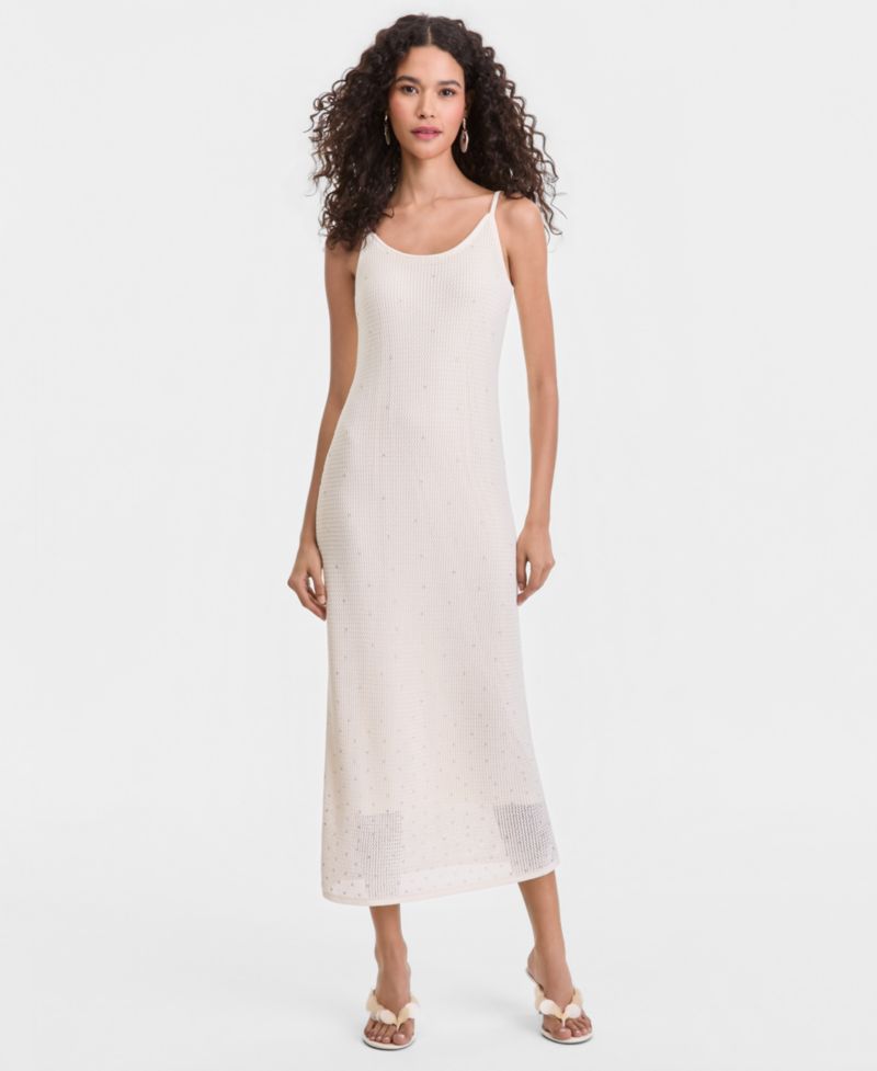 Women's Crystal Embellished Cotton Sweater Dress