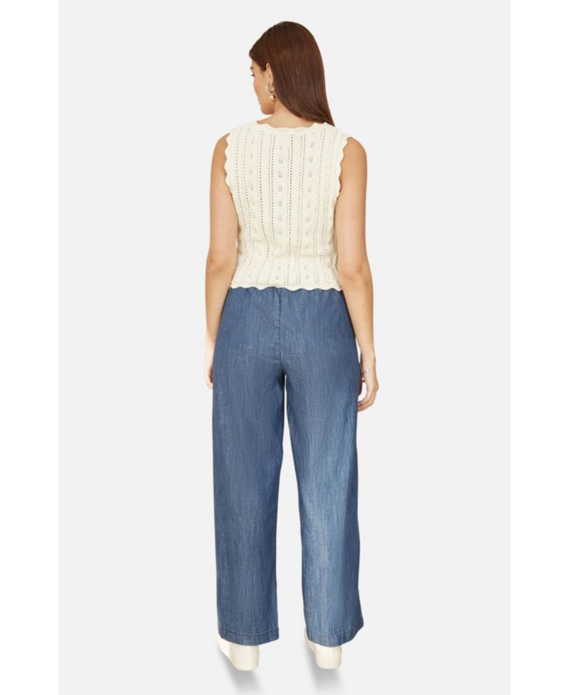 Women's V Neck Button Down Crochet Knitted Top