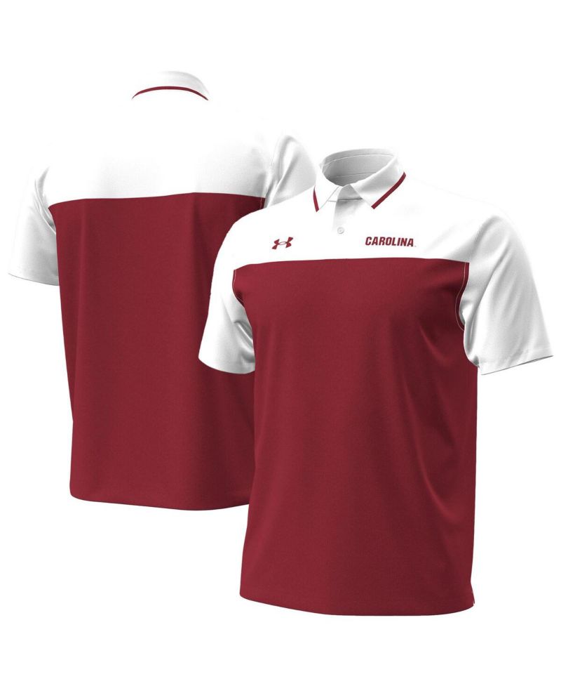 Men's Garnet/White South Carolina Gamecocks Green Blocked Polo Shirt