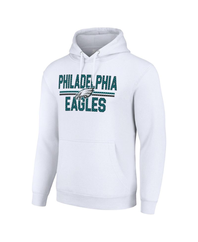 Men's and Women's White Philadelphia Eagles Team Mesh Print Graphic Tri-Blend Pullover Hoodie