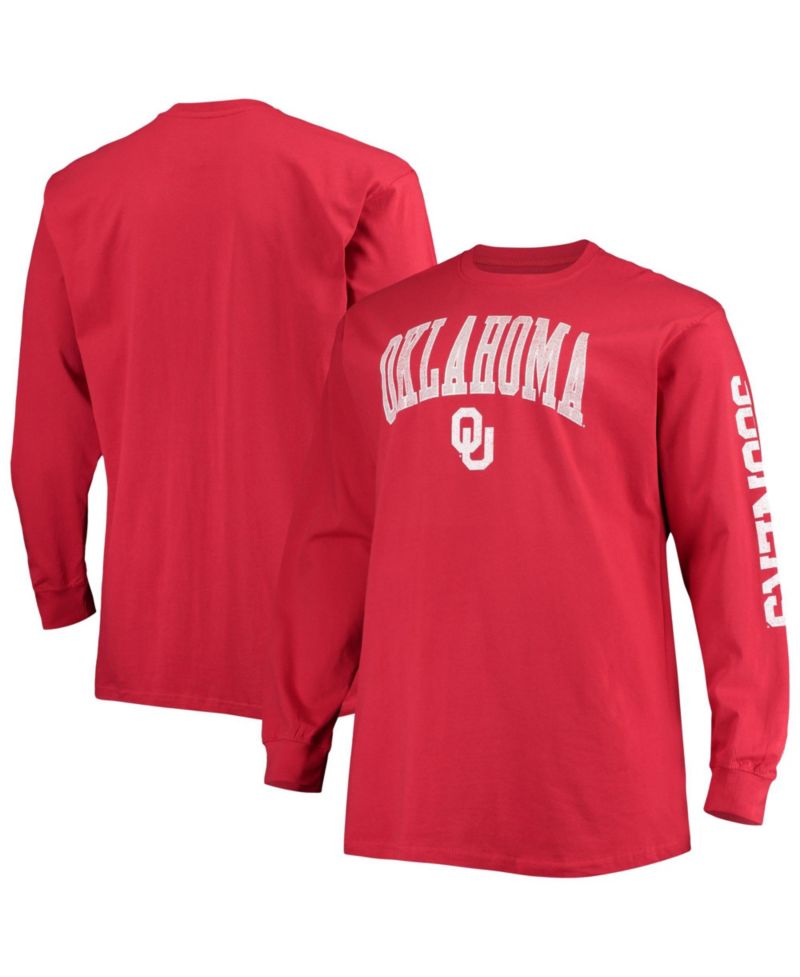 Men's Crimson Oklahoma Sooners Big & Tall 2-Hit Long Sleeve T-Shirt