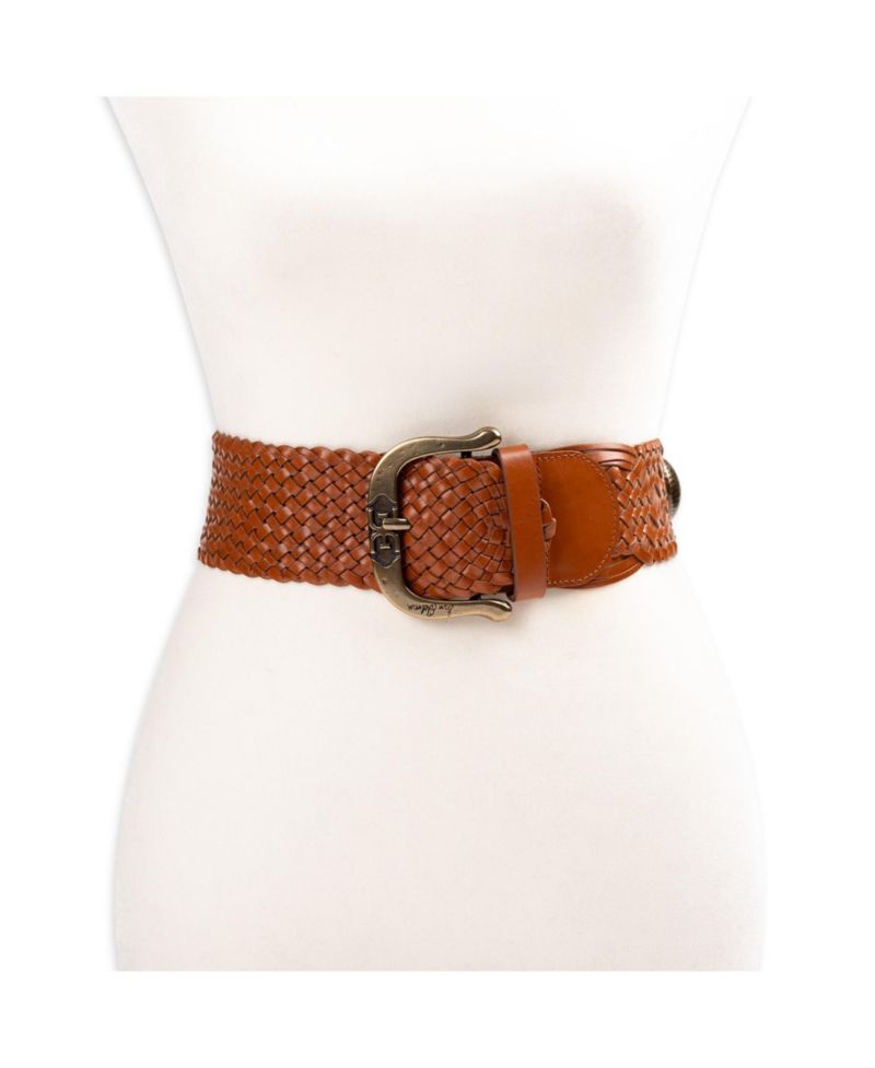 Women's Western Leather Braided Concho Belt