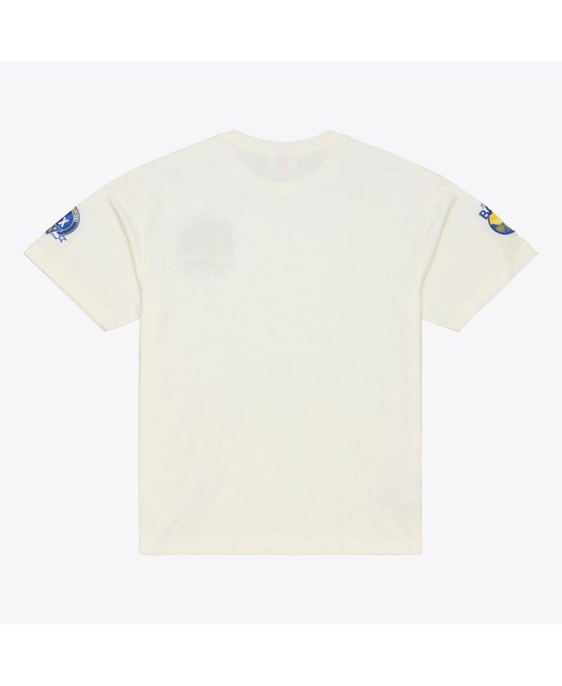 Men's Cream Golden State Warriors Hardwood Classics Chainstitch Premium T-Shirt