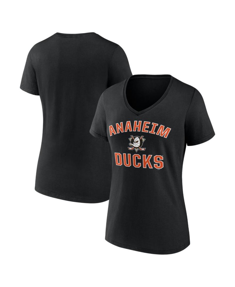 Women's Black Anaheim Ducks Arch Victory V-Neck T-Shirt