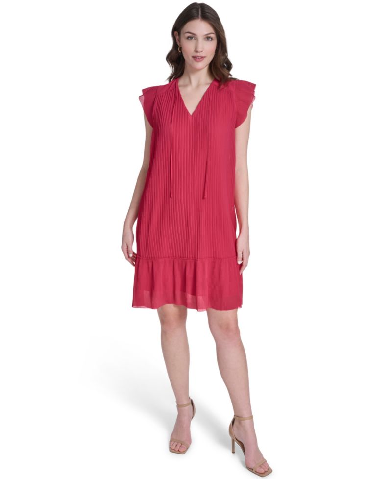 Women's Flutter Sleeve V-Neck Mini Dress