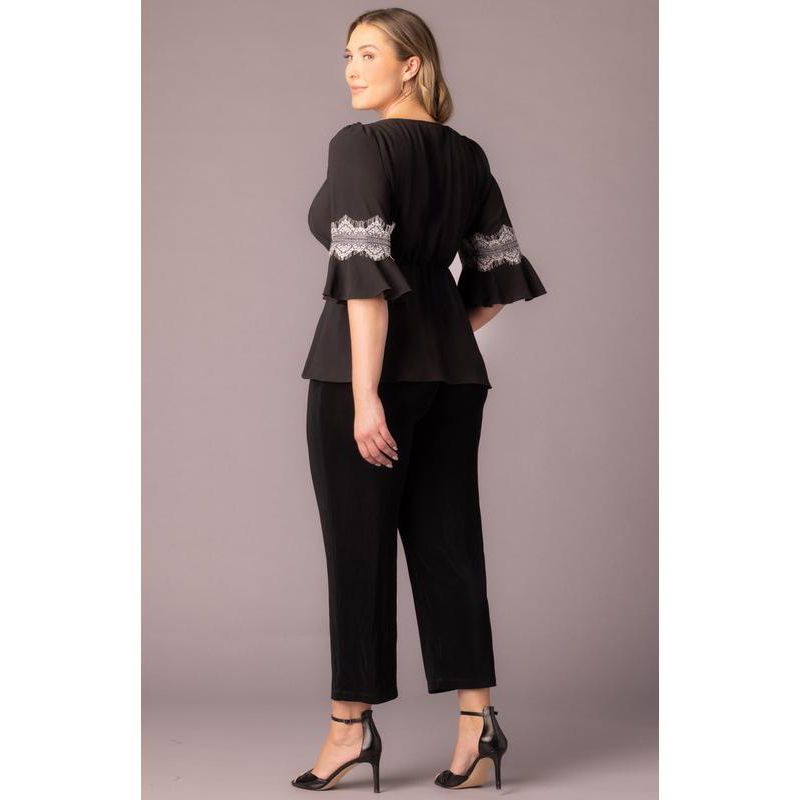 Plus Size Chateau Lace Trim Peplum Top