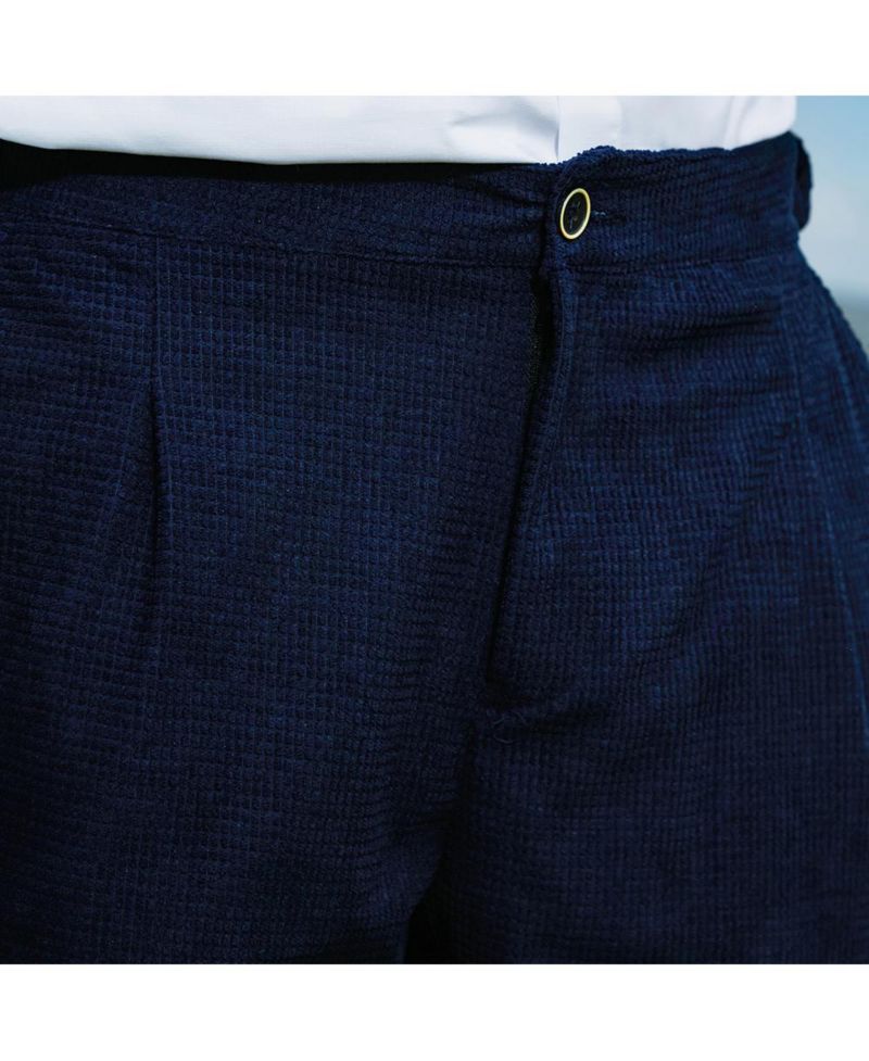 Men's Navy Blue Tailored Waffle Trousers