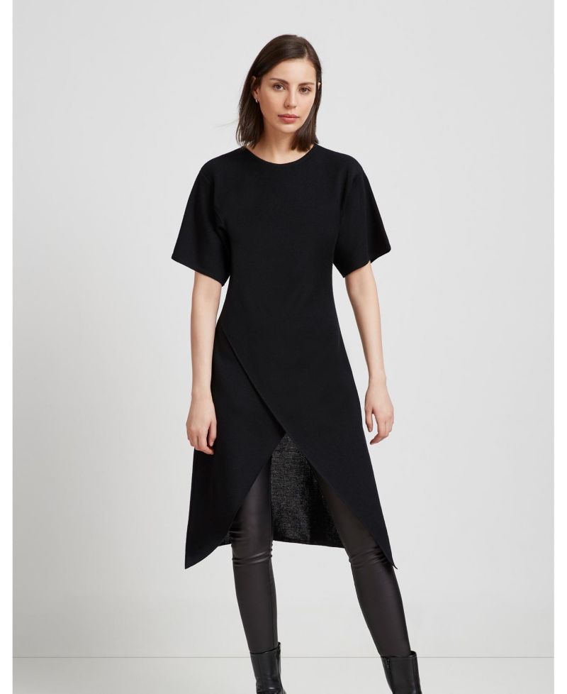 Women's Koya Merino Wool Faux-Wrap Asymmetric-Hem Sweater Tunic