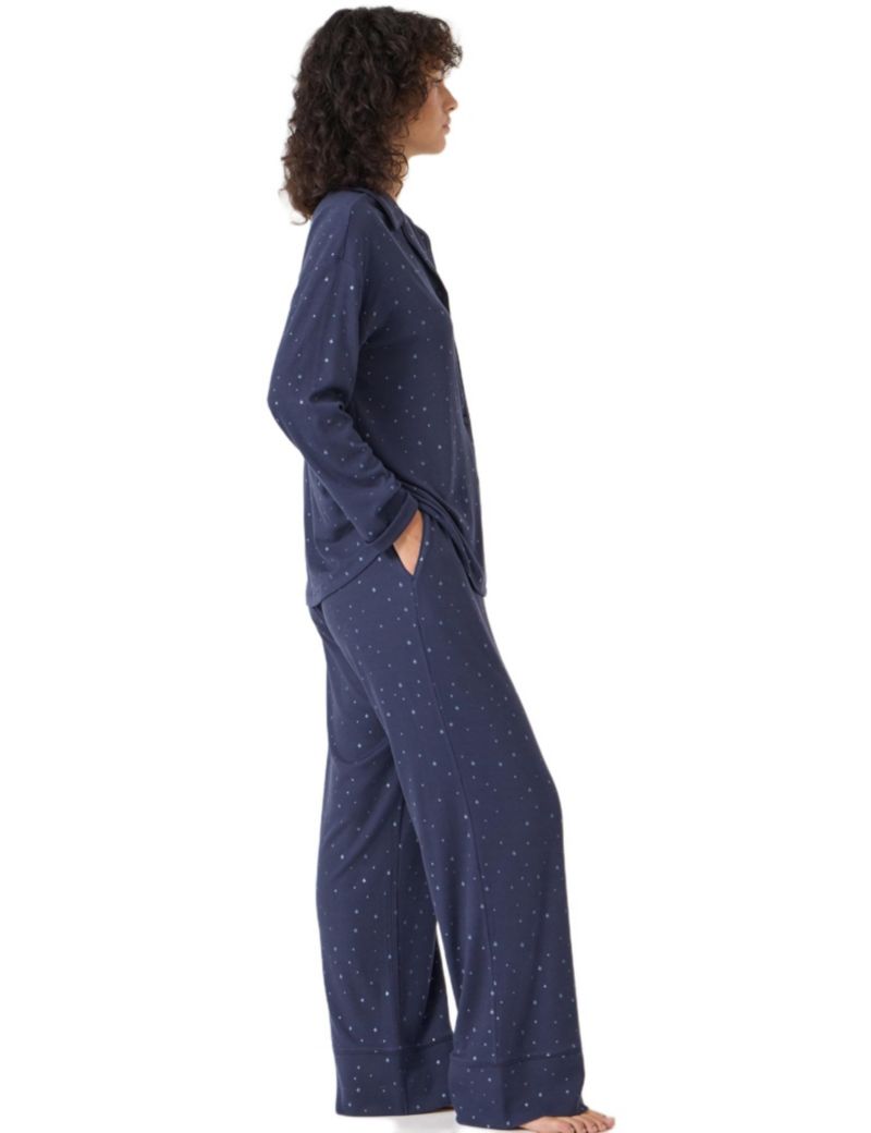 Women's Ribbed Modal Star Printed Pyjamas