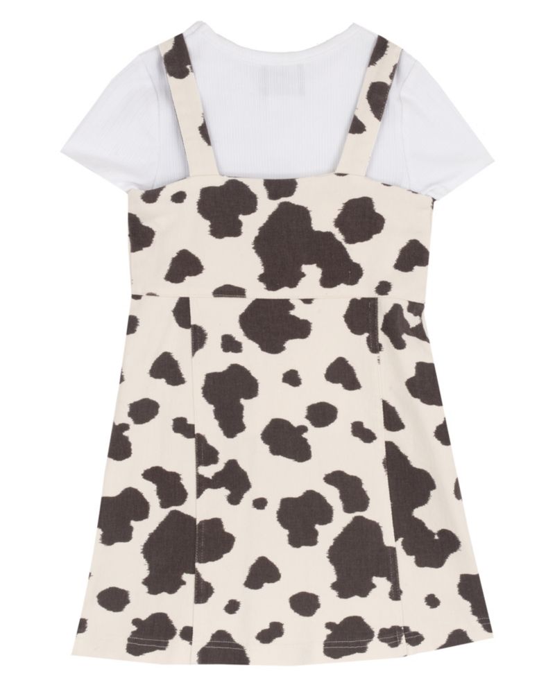 Girls' 2T-6X Cow Print Twill Jumper and T-Shirt, 2-Piece Set