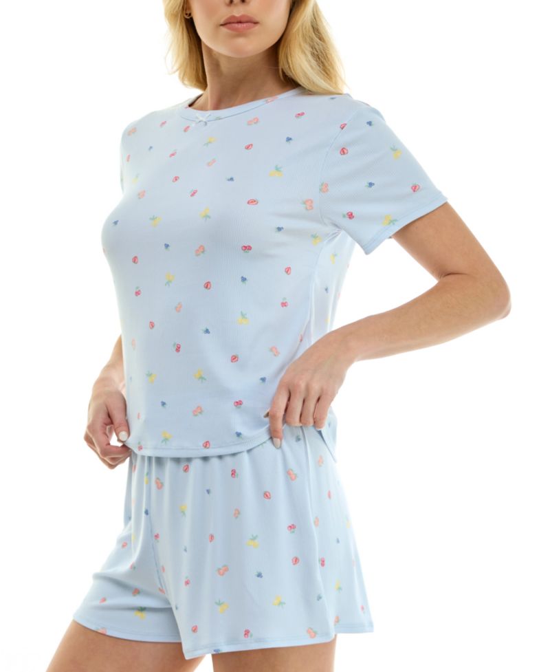 Women's Short-Sleeve T-Shirt and Pull-On Shorts, 2-Piece Set