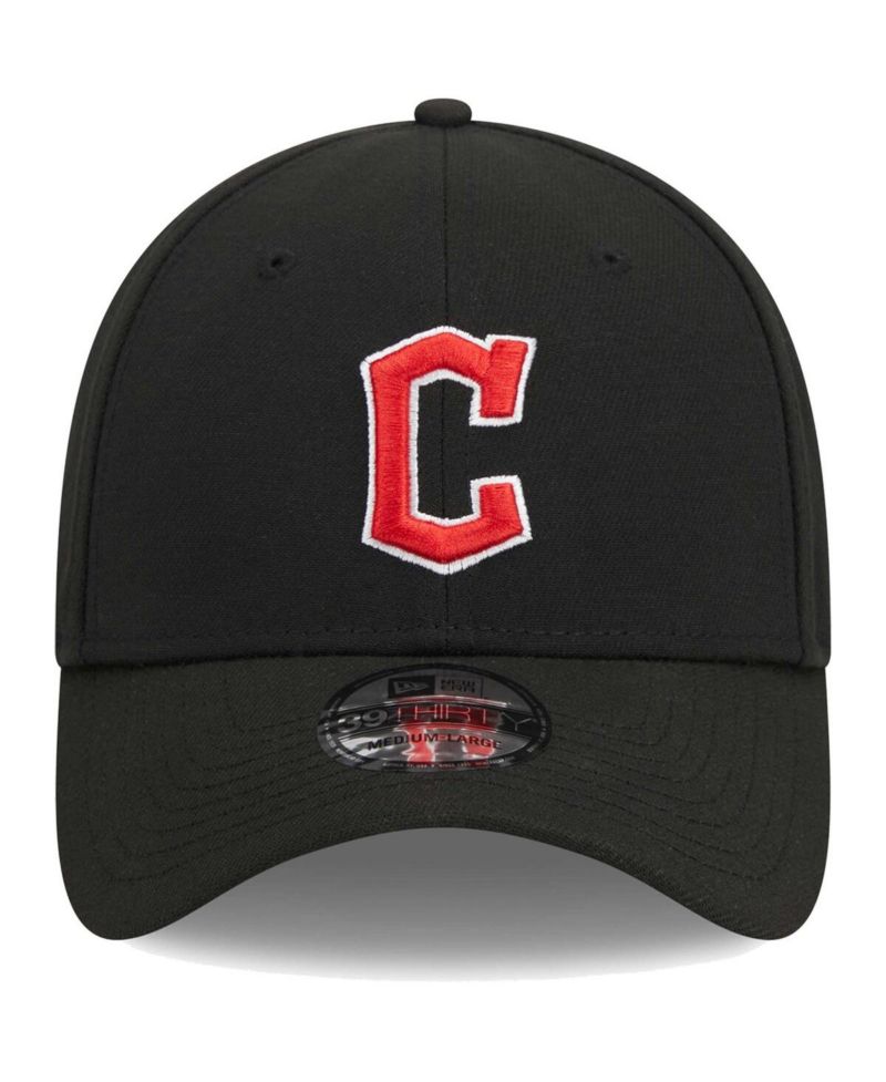 Men's Black Cleveland Guardians Logo 39THIRTY Flex Hat