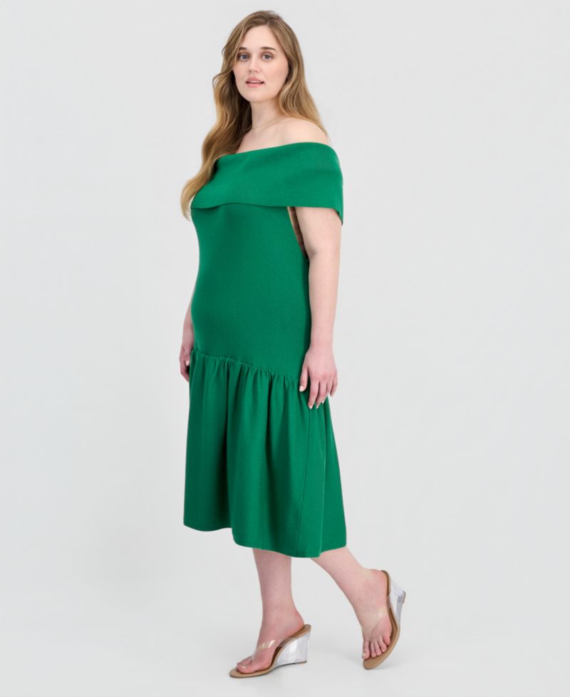 Trendy Plus Size Marilyn Off-The-Shoulder Dress