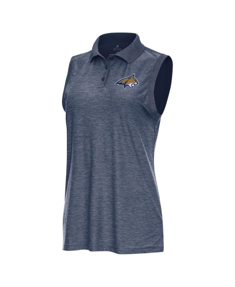 Women's Heather Navy Montana State Bobcats Recap Sleeveless Polo Shirt