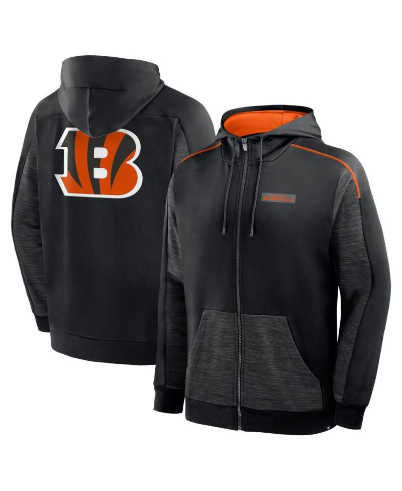 Men's Black Cincinnati Bengals Checkdown Pass Full-Zip Hoodie