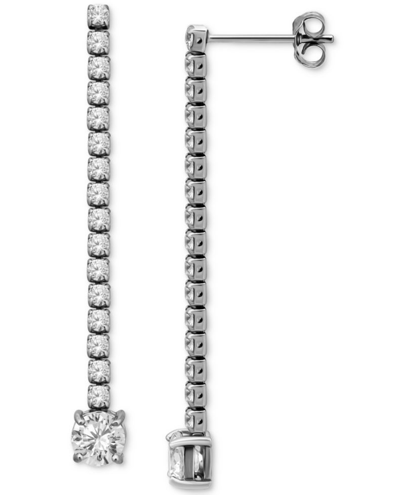 Cubic Zirconia Linear Drop Earrings