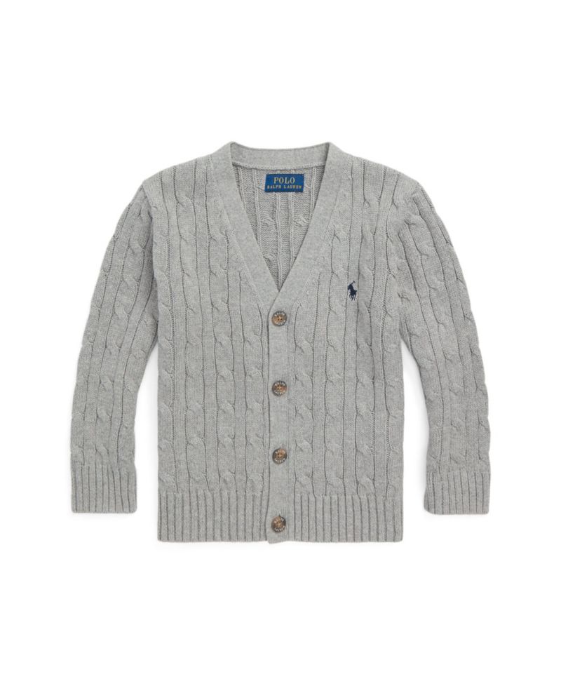 Toddler and Little Boys Cable-Knit Cotton V-Neck Cardigan Sweater