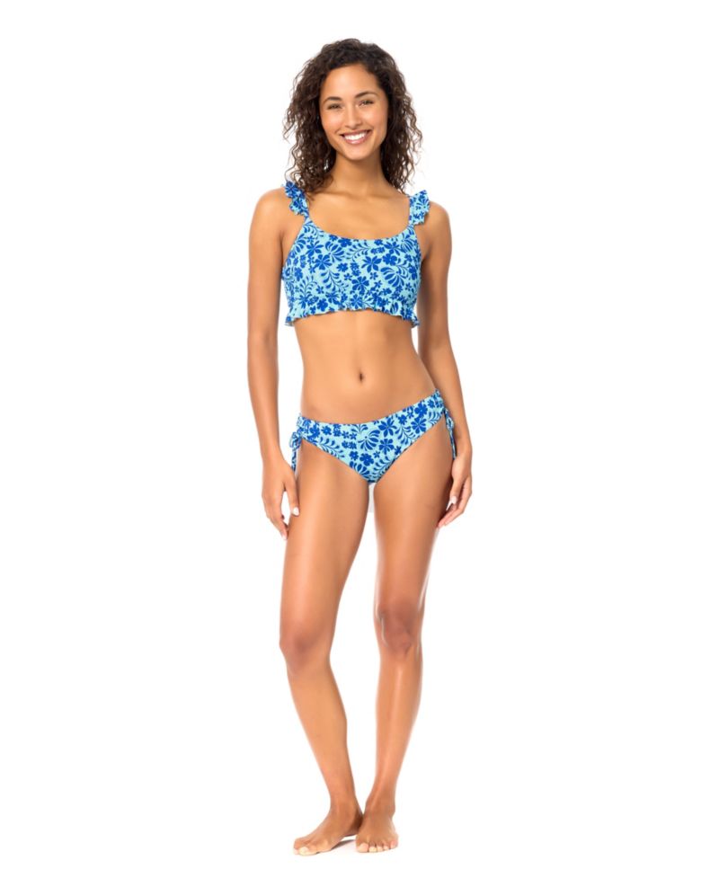 Women's Lily Scoop Neck Printed Swim Bikini Top and Luna Side-Tie Swim Bottoms