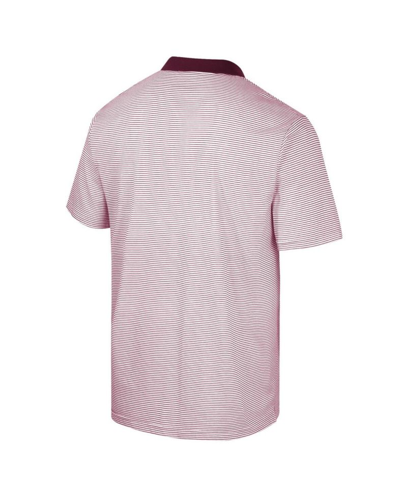 Men's White, Maroon Minnesota Golden Gophers Print Stripe Polo Shirt
