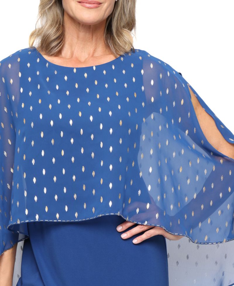 Petite Crewneck Foil Overlay Dress