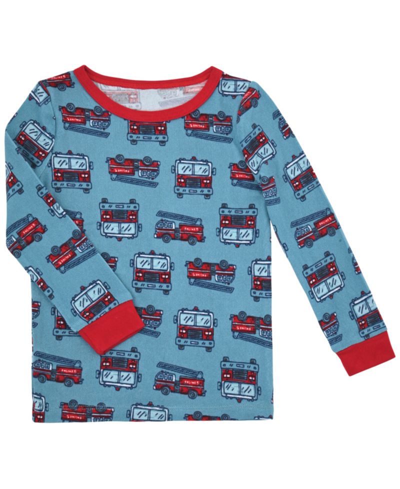 Boys' 12M-5T Fire Truck Allover Print Pajama with Socks, 2-Piece Set