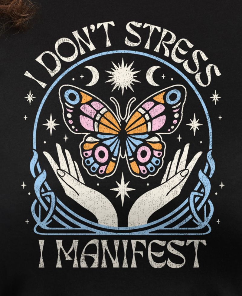 Trendy Plus Size Don't Stress Manifest Graphic Crew Neck T-Shirt