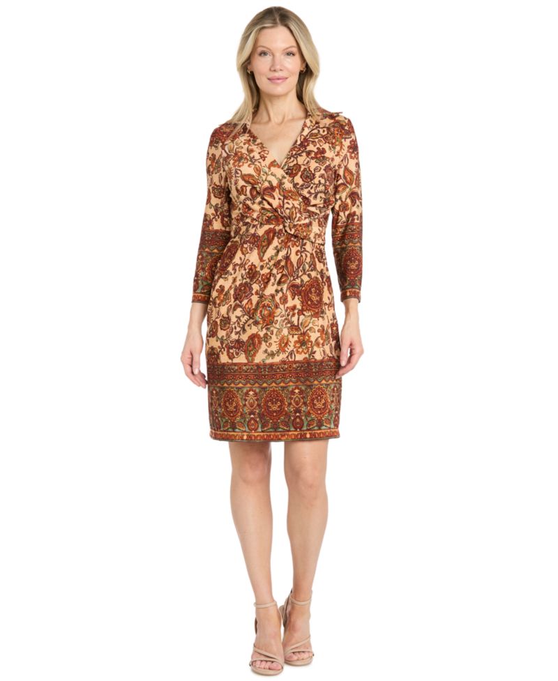 Women's Border-Print Knee-Length Dress