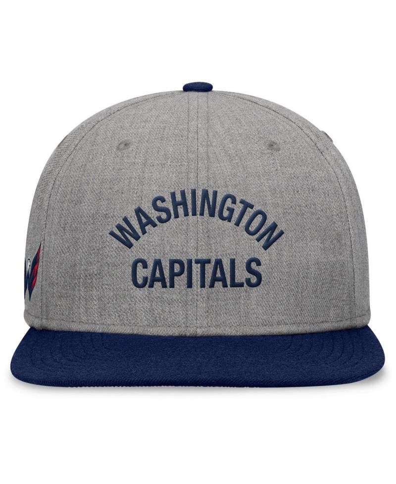Men's Heather Gray Washington Capitals Elements Flat Brim Leather Strap back Hat