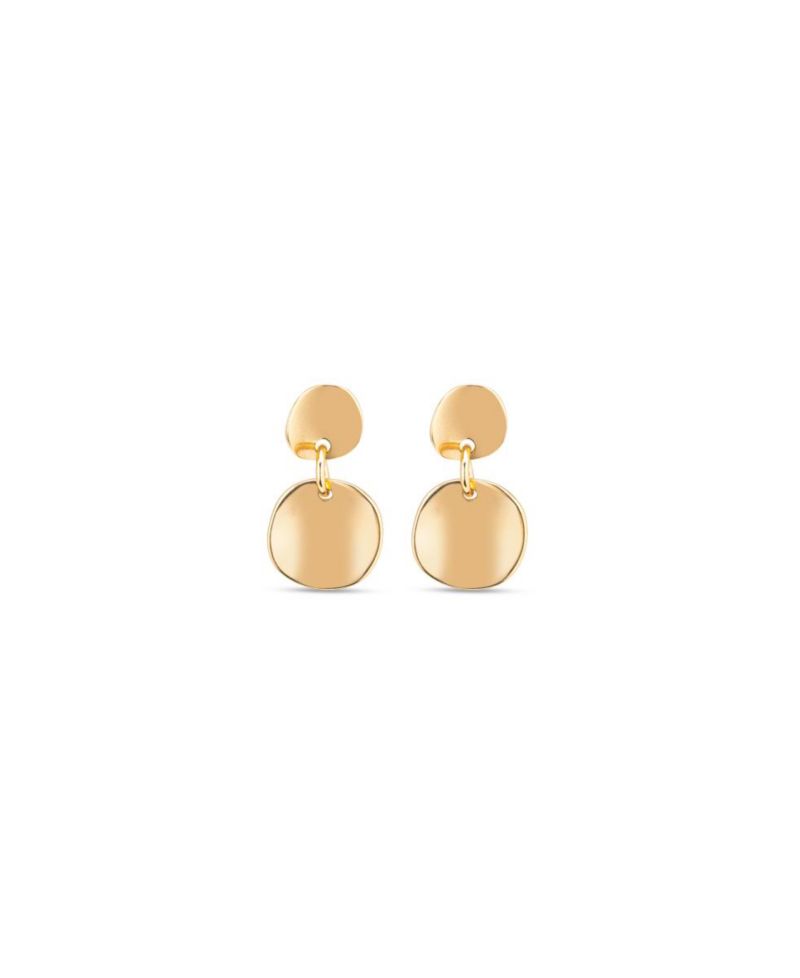Metal Clad Two Uneven Round Earrings