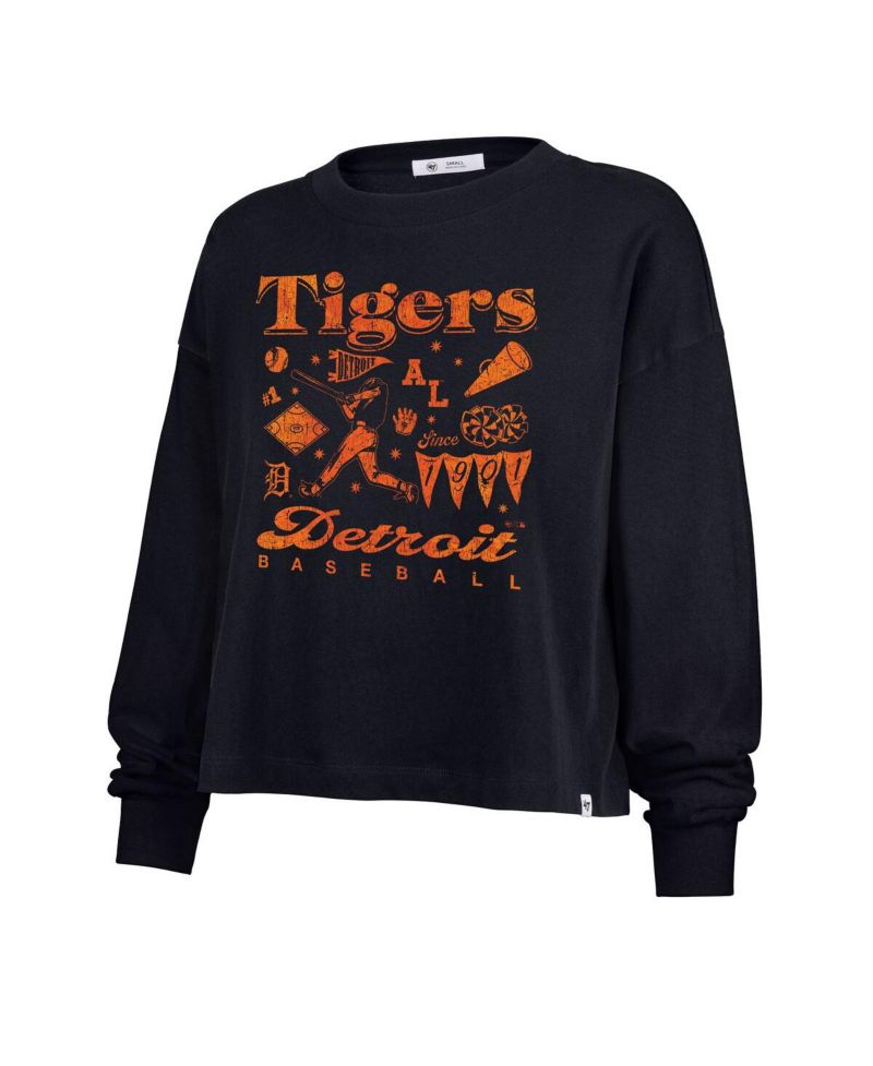 Women's Navy Detroit Tigers Team Collage Sydney Long Sleeve T-Shirt