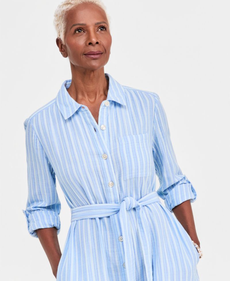 Petite Cotton Belted Shirtdress