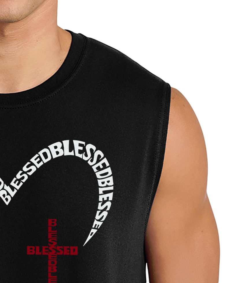 Men's Cross Heart Faith Word Art Graphic Tank Top