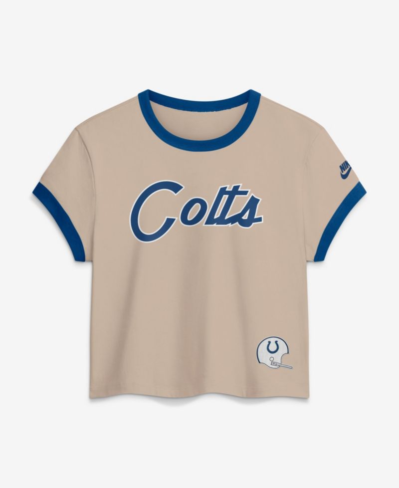 Women's Indianapolis Colts Retro Rewind Ringer Mod Cropped T-Shirt