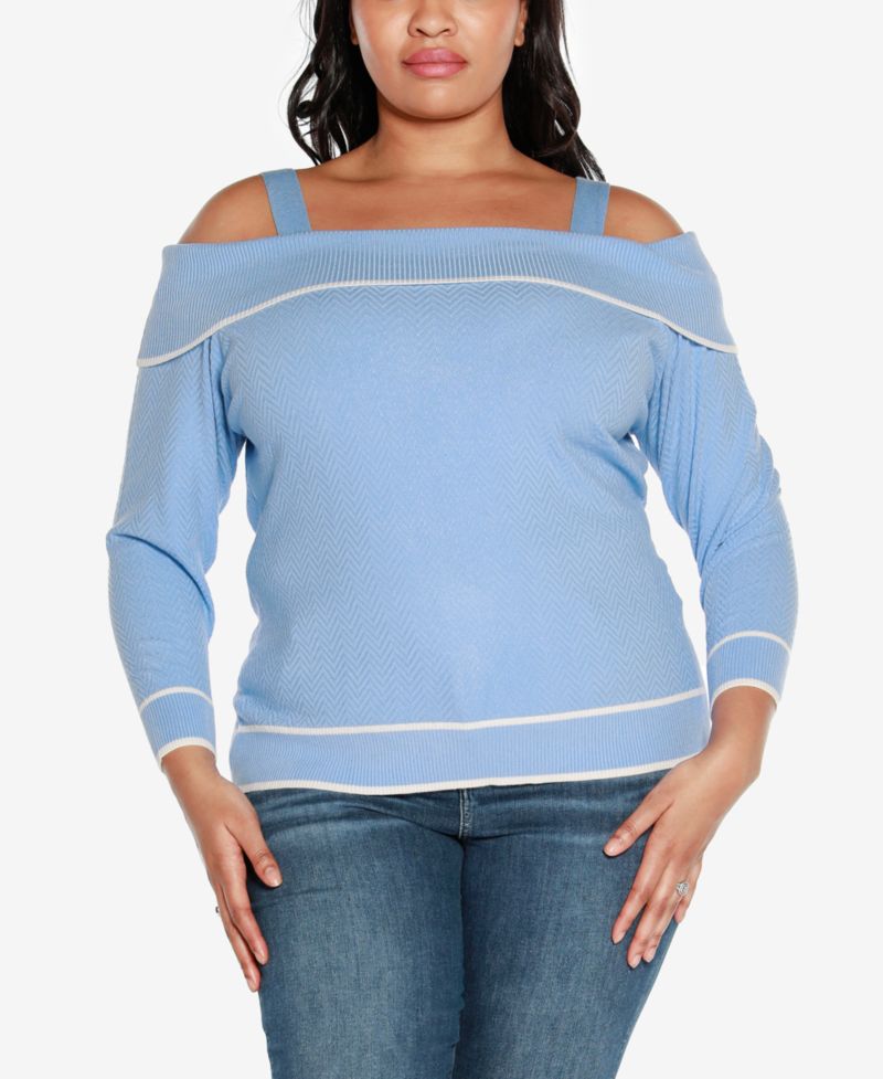 Black Label Plus Size Off-The-Shoulder Sweater