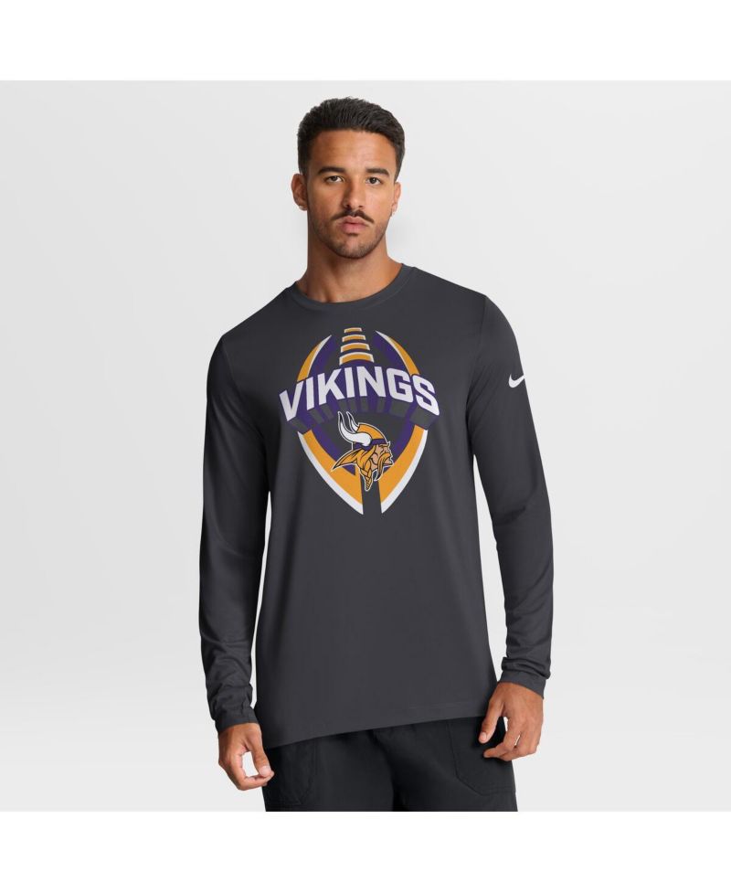 Men's Anthracite Minnesota Vikings Primetime Legend Icon Performance Long Sleeve T-Shirt