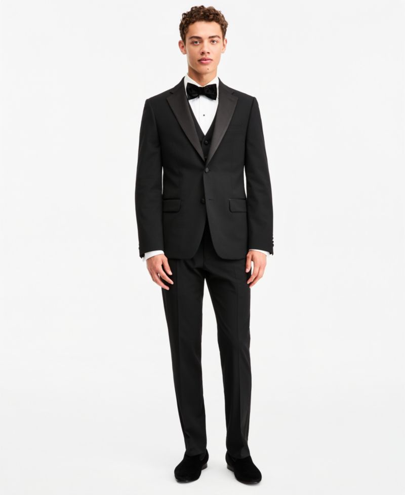 Men's Modern-Fit Flex Stretch Black Tuxedo Pants
