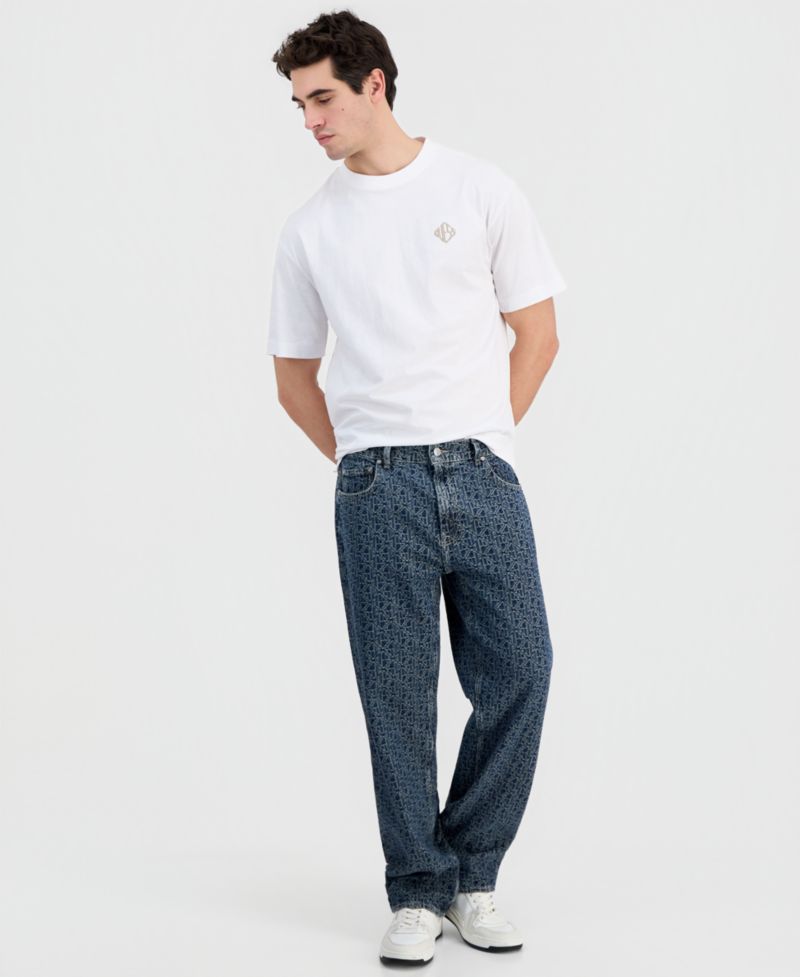 Men's Damon Logo-Print Cotton Relaxed Jeans