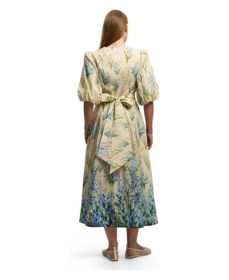 Women's Floral Puff Sleeve Midi Dress