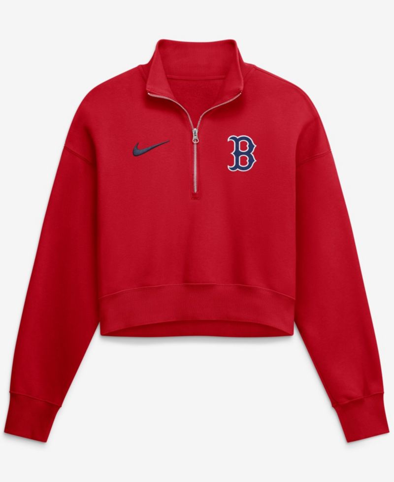 Women's Boston Red Sox Primetime Phoenix Half-Zip Cropped Oversized Fleece Sweatshirt