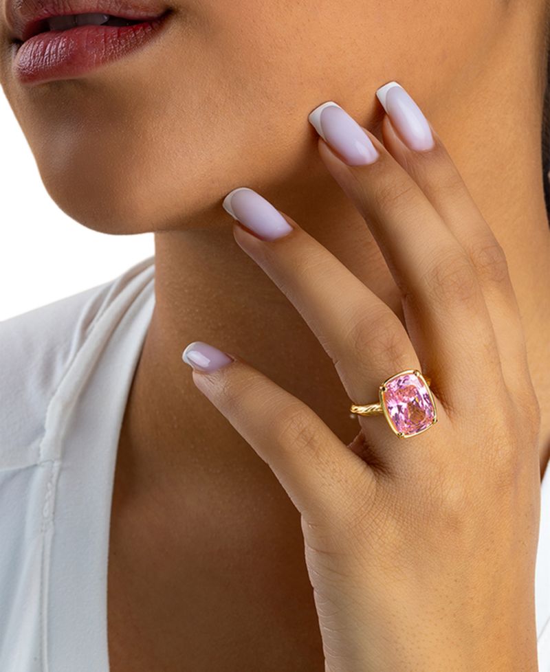 Elongated Cushion Pink Sapphire Cubic Zirconia Cocktail Ring