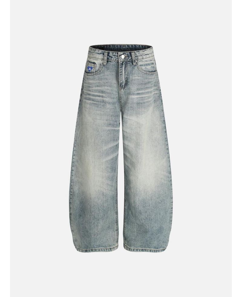 Women's Baggy Barrel High-Rise Wide-Leg Washed Jeans