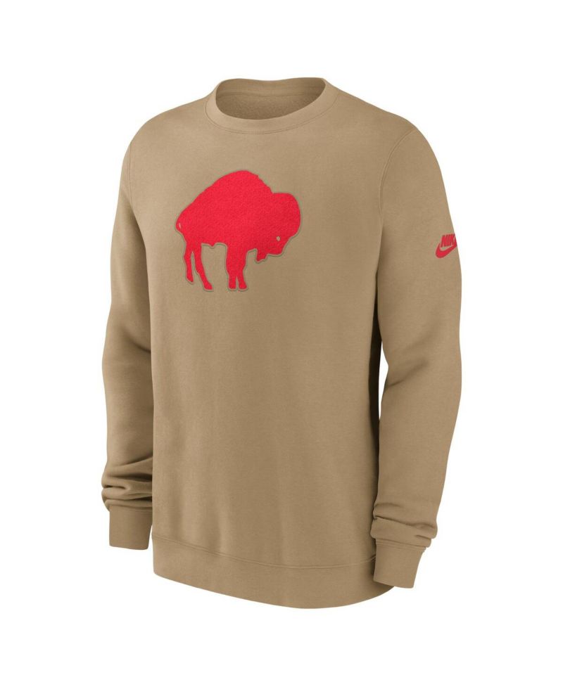 Men's Tan Buffalo Bills Swing Pass Rewind Club Pullover Sweatshirt