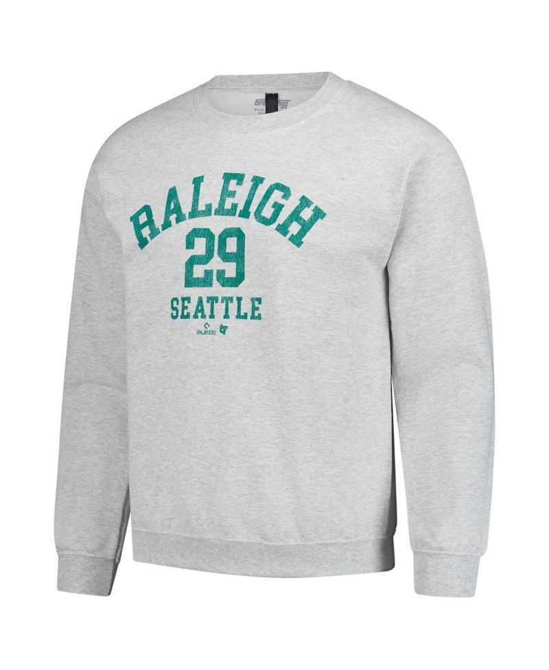 Men's and Women's Cal Raleigh Heather Gray MLBPA Player Name & Number Sweatshirt