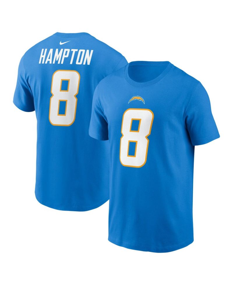 Men's Omarion Hampton Powder Blue Los Angeles Chargers Name & Number T-Shirt