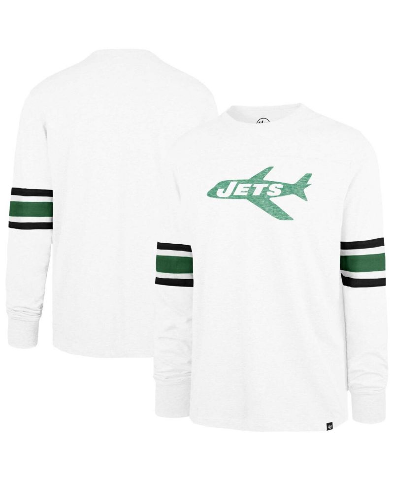Men's White New York Jets Gridiron Throwback Premier Brex Long Sleeve T-Shirt