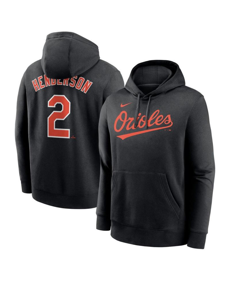 Men's Gunnar Henderson Black Baltimore Orioles Player Name & Number Club Fleece Pullover Hoodie