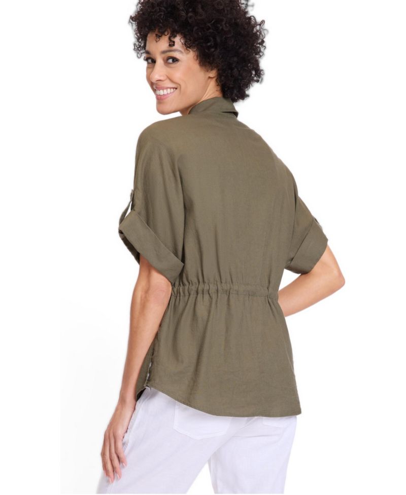 Women's Camp Shirt Drawstring Waist