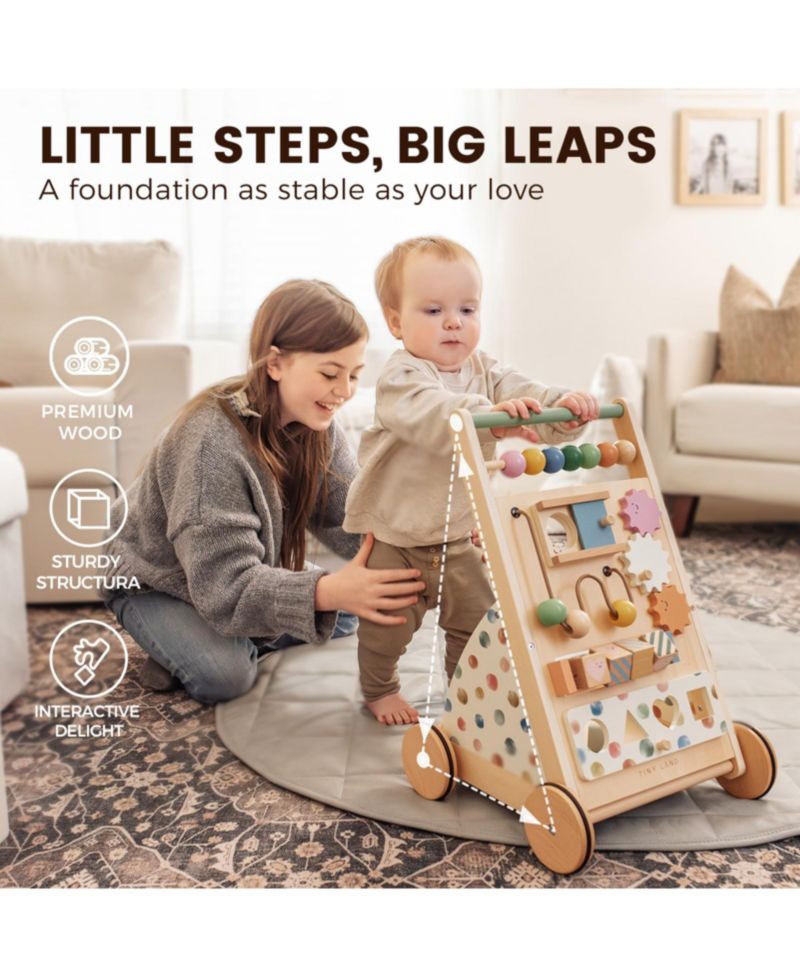 Versatile Montessori-Inspired Wooden Baby Walker Activity Center