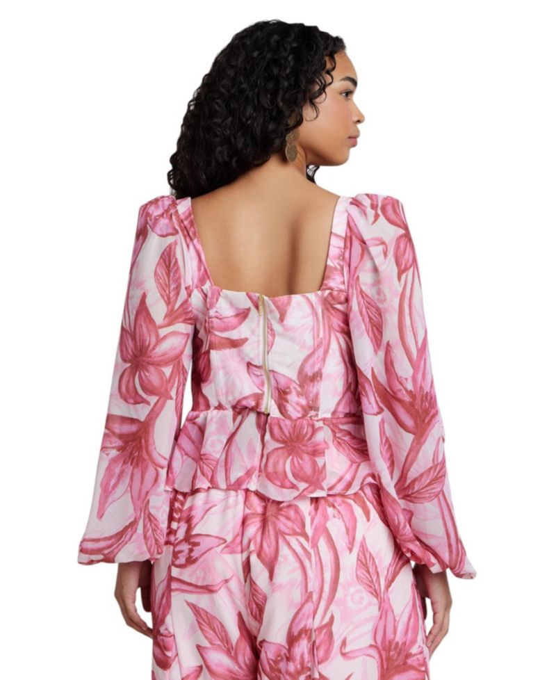 Women's Puff-Sleeve Peplum Top